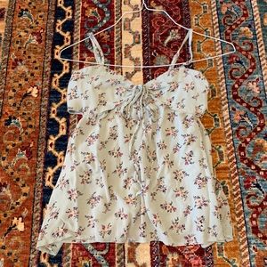 American Eagle Mint Green/Floral Tank Top